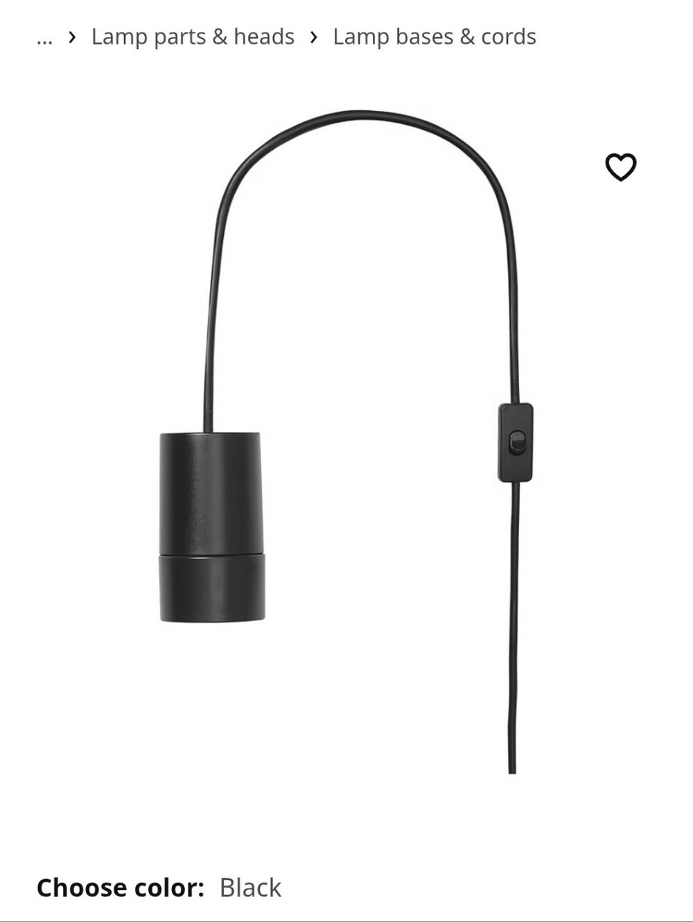 Set Of 2 IKEA Havsris Black Pendant Lamp Cord with Inline Switch